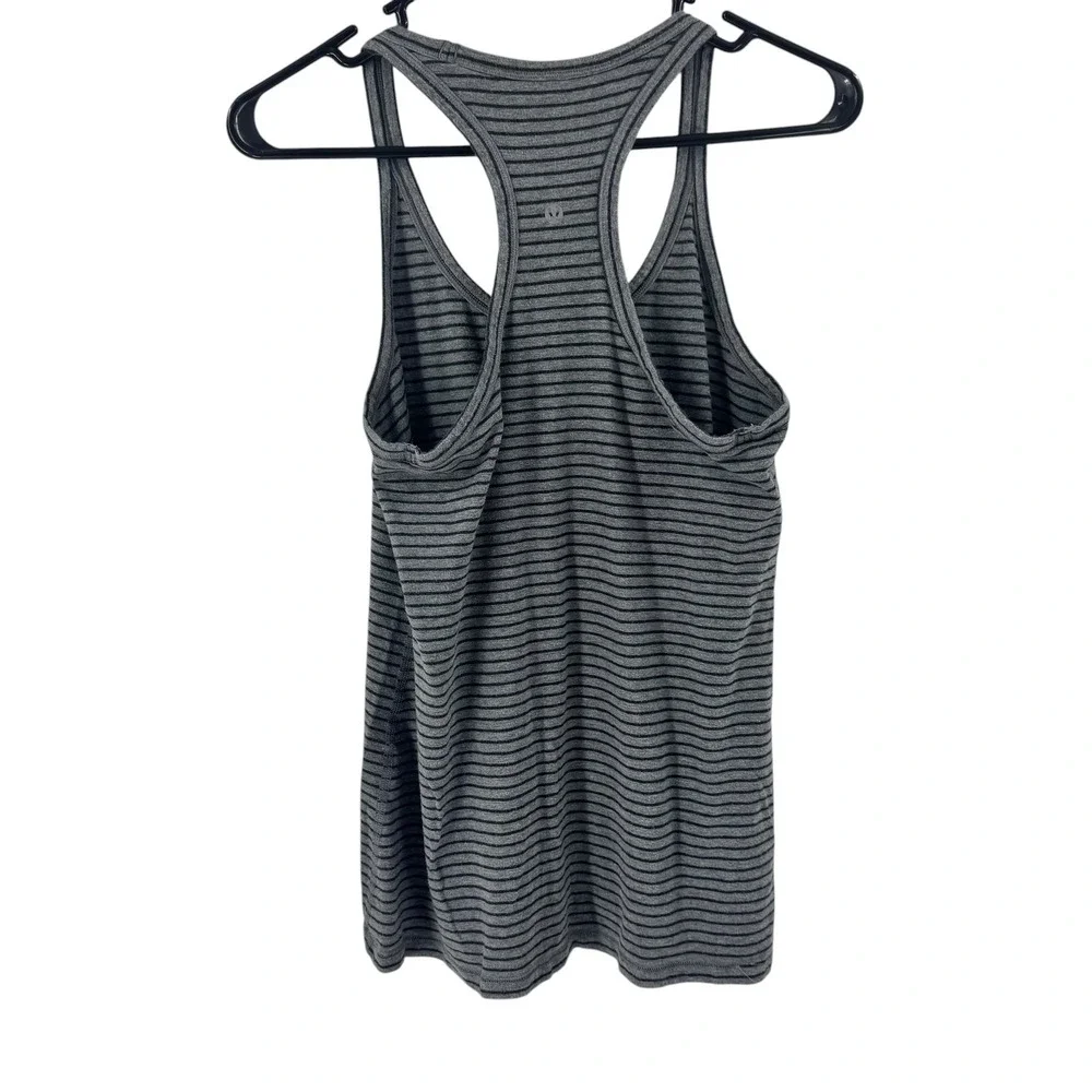 Lululemon Striped Racerback Tank Top Grey Black Slim Fit Activewear Womens S - Picture 3 of 10